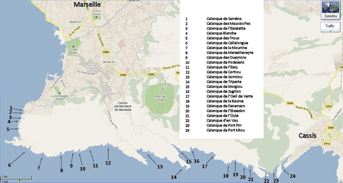 mappa di Marsiglia parco