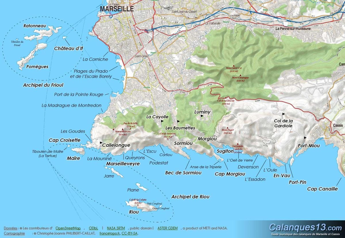 mappa geografica di Marsiglia