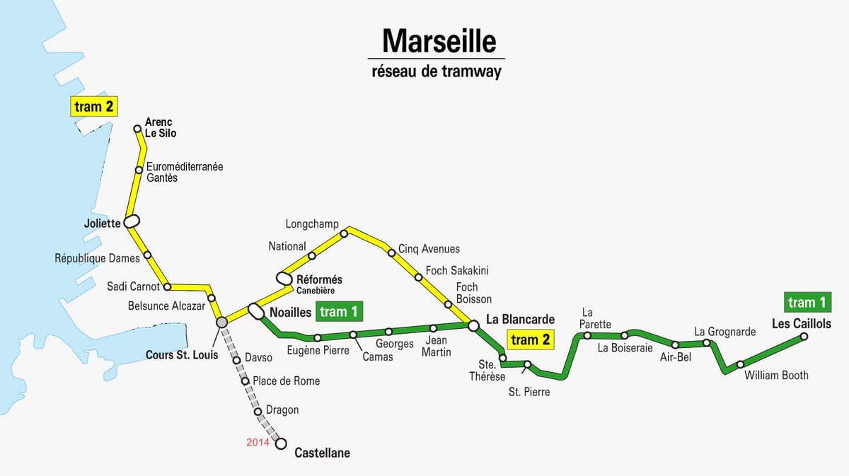 mappa di Marsiglia tram