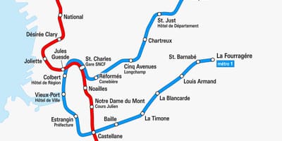 Mappa di metropolitana di Marsiglia